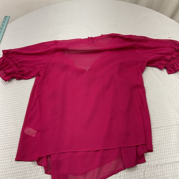 CeCe Fuchsia Ruffled Blouse - Picture 2 of 7